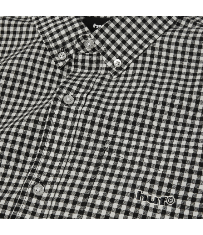 HUF MENS 89 MICRO GINGHAM OXFORD SHORT SLEEVE SHIRT BLACK/WHITE