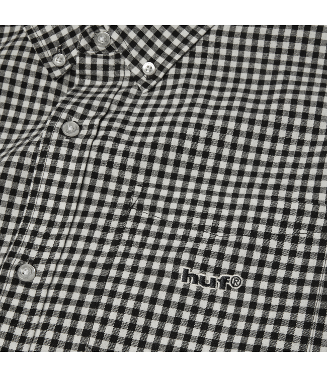 HUF MENS 89 MICRO GINGHAM OXFORD SHORT SLEEVE SHIRT BLACK/WHITE