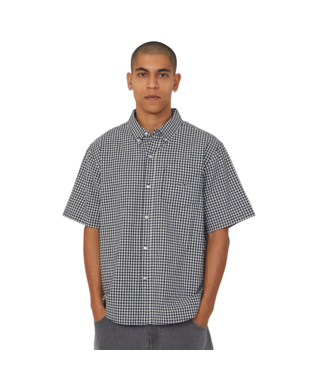 HUF MENS 89 MICRO GINGHAM OXFORD SHORT SLEEVE SHIRT BLACK/WHITE