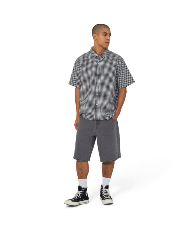 HUF MENS 89 MICRO GINGHAM OXFORD SHORT SLEEVE SHIRT BLACK/WHITE