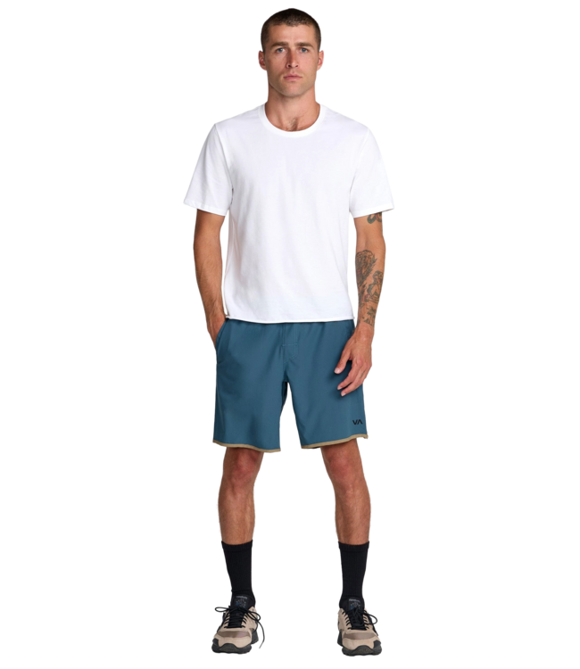 RVCA MENS YOGGER STRETCH 17 SHORT DUCK BLUE