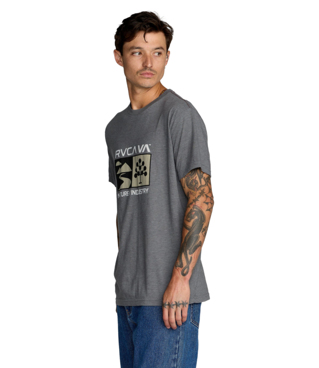 RVCA MENS HARVESTER SHORT SLEEVE TEE SMOKE