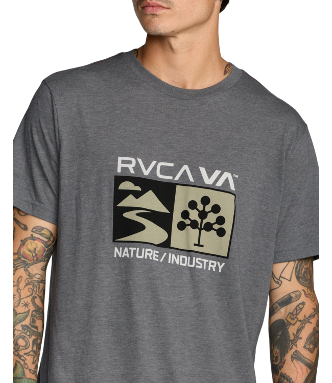 RVCA MENS HARVESTER SHORT SLEEVE TEE SMOKE