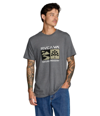 RVCA MENS HARVESTER SHORT SLEEVE TEE SMOKE