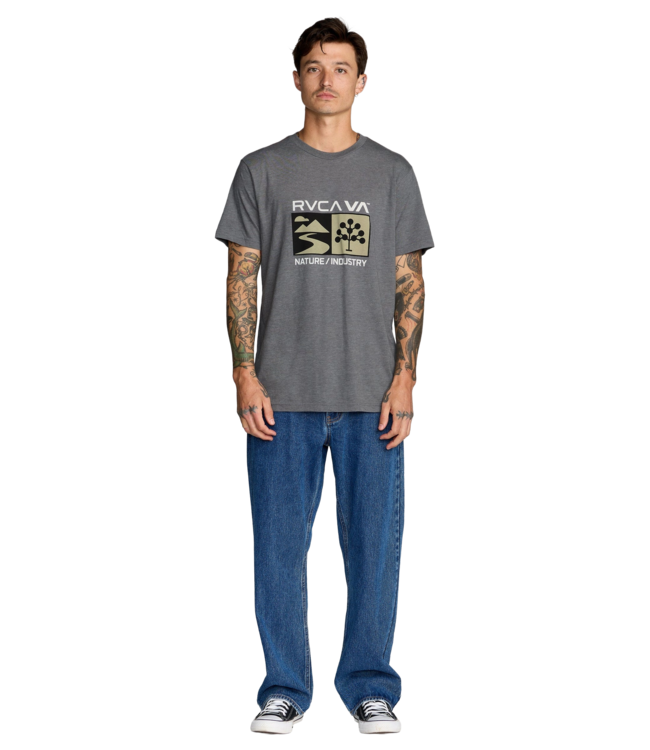RVCA MENS HARVESTER SHORT SLEEVE TEE SMOKE