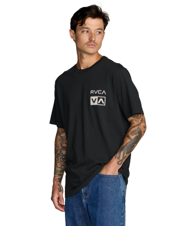 RVCA MENS GLITCH SHORT SLEEVE TEE BLACK