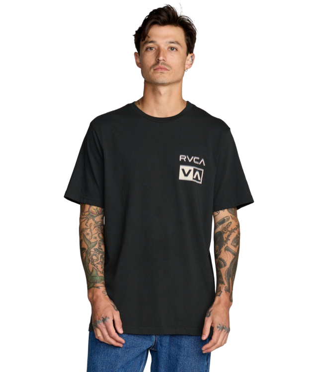 RVCA MENS GLITCH SHORT SLEEVE TEE BLACK