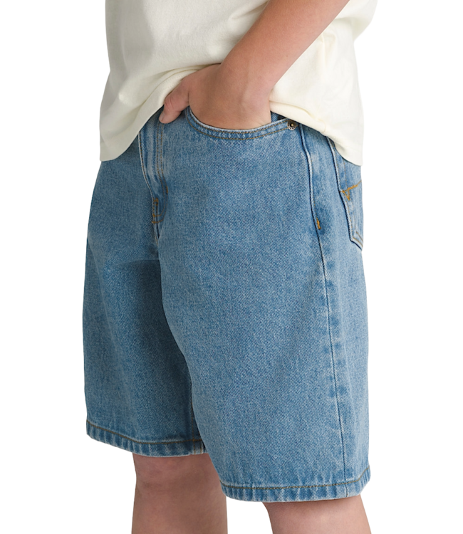 VANS BOYS CHECK 5 BAGGY DENIM SHORTS (CDX) STONEWASH/BLUE