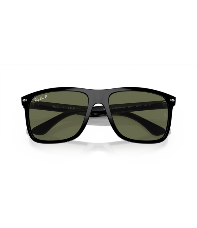 RAY-BAN BOYFRIEND TWO SUNGLASSES BLACK w/ GREEN POLAR