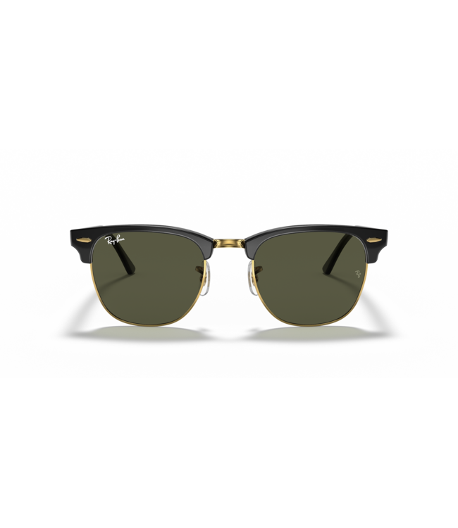 RAY-BAN CLUBMASTER SUNGLASSES BLACK ON ARISTA w/ G-16 GREEN 55