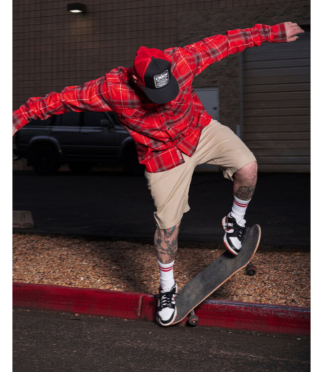 DIXXON MENS THE SLAPPY LONG SLEEVE FLANNEL RED