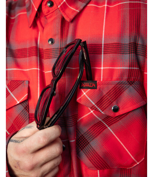 DIXXON MENS THE SLAPPY LONG SLEEVE FLANNEL RED