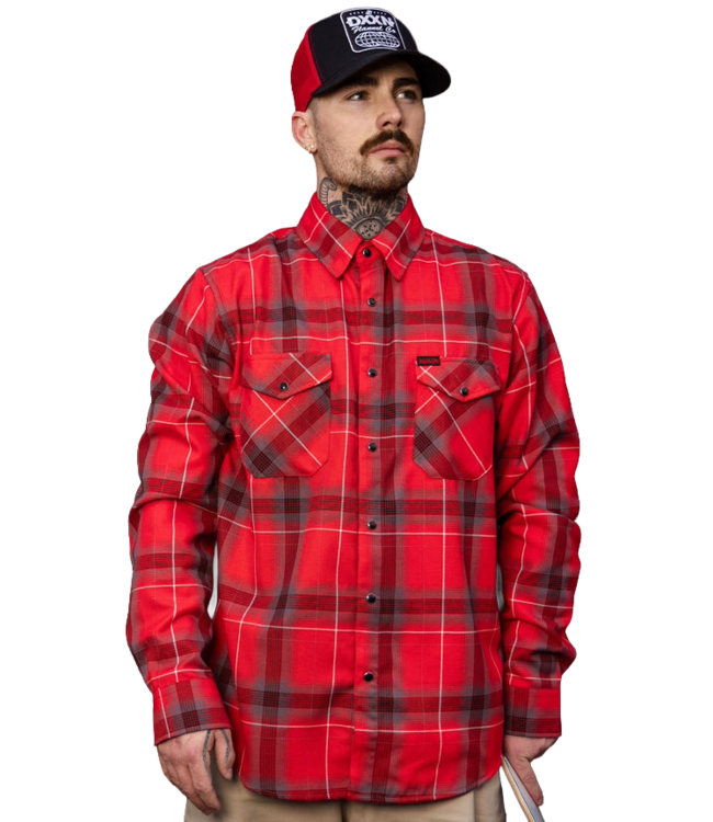 DIXXON MENS THE SLAPPY LONG SLEEVE FLANNEL RED