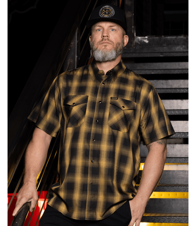 DIXXON MENS GOLD STANDARD BAMBOO SHORT SLEEVE SHIRT BLACK/GOLD