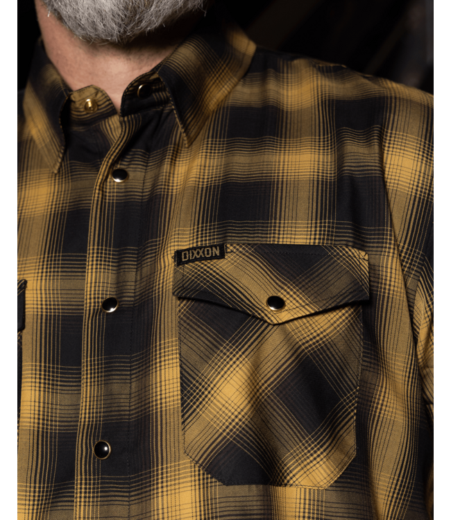 DIXXON MENS GOLD STANDARD BAMBOO SHORT SLEEVE SHIRT BLACK/GOLD