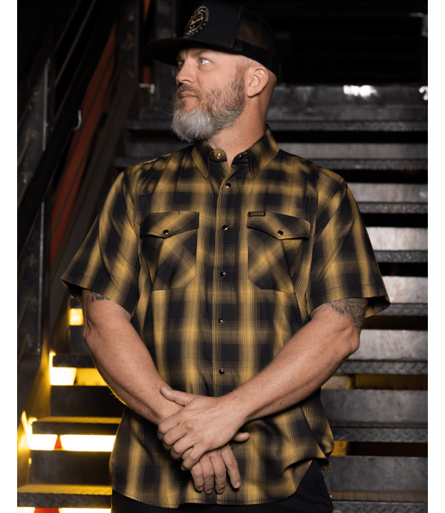 DIXXON MENS GOLD STANDARD BAMBOO SHORT SLEEVE SHIRT BLACK/GOLD