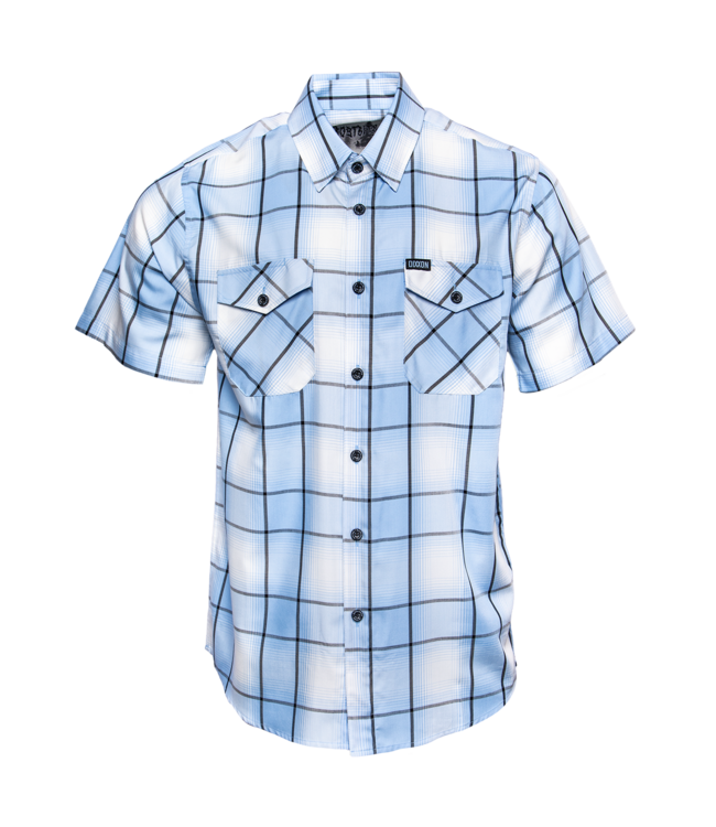 DIXXON MENS FROSTBITE BAMBOO SHORT SLEEVE SHIRT BLUE/WHITE