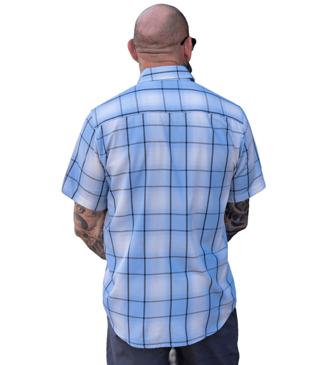 DIXXON MENS FROSTBITE BAMBOO SHORT SLEEVE SHIRT BLUE/WHITE