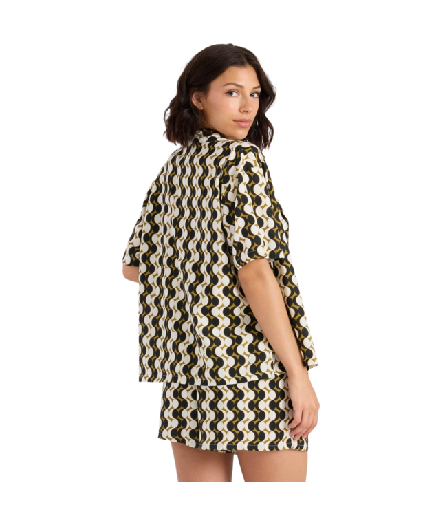 VOLCOM WOMENS MIDNITE RAMBLE SHORT SLEEVE TOP BLACK/NATURAL