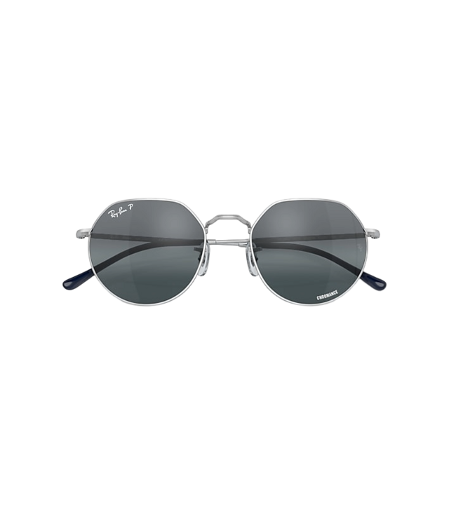 RAY-BAN JACK SUNGLASSES SILVER w/ DARK BLUE MIRROR POLAR