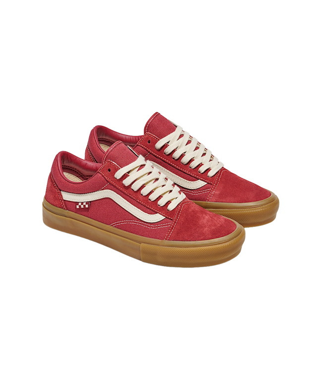 VANS MENS SKATE OLD SKOOL SHOE RED/GUM