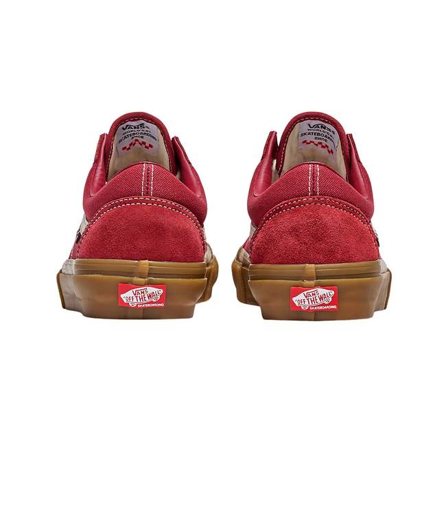 VANS MENS SKATE OLD SKOOL SHOE RED/GUM