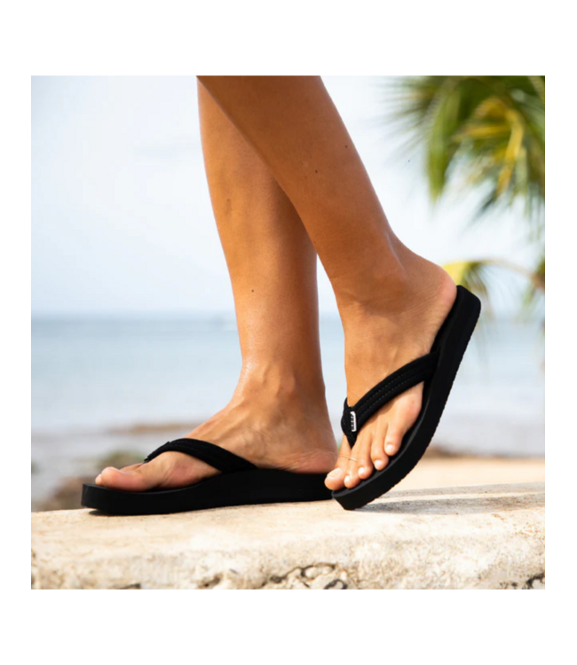 REEF WOMENS CUSION BREEZE SANDALS BLACK/BLACK