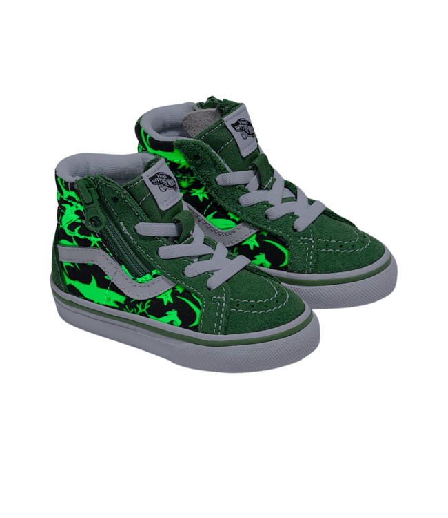 VANS TODDLER SK8-HI REISSUE SIDEZIP SHOES GLOW SHARKS