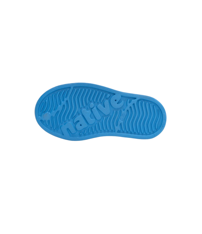 NATIVE JEFFERSON LITTLE KIDS SHOE RESTING BLUE/SHELL WHITE/BOOM POW