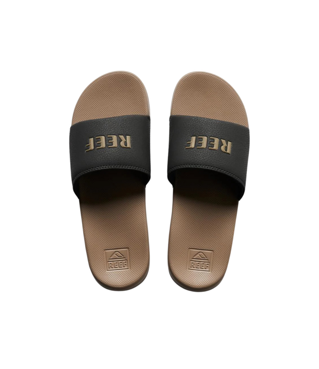 REEF MENS ONE SLIDE SANDALS BLACK/FOSSIL
