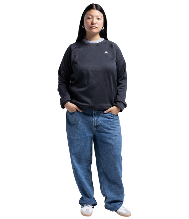 BURTON WOMENS OAK CREW FLEECE TRUE BLACK HEATHER 2024