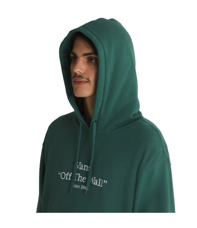 VANS MENS QUOTED LOOSE PULLOVER HOODIE BISTRO GREEN