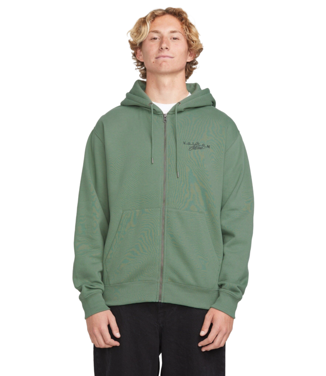 VOLCOM MENS CALMSTONE ZIP HOODIE LIGHT OLIVE