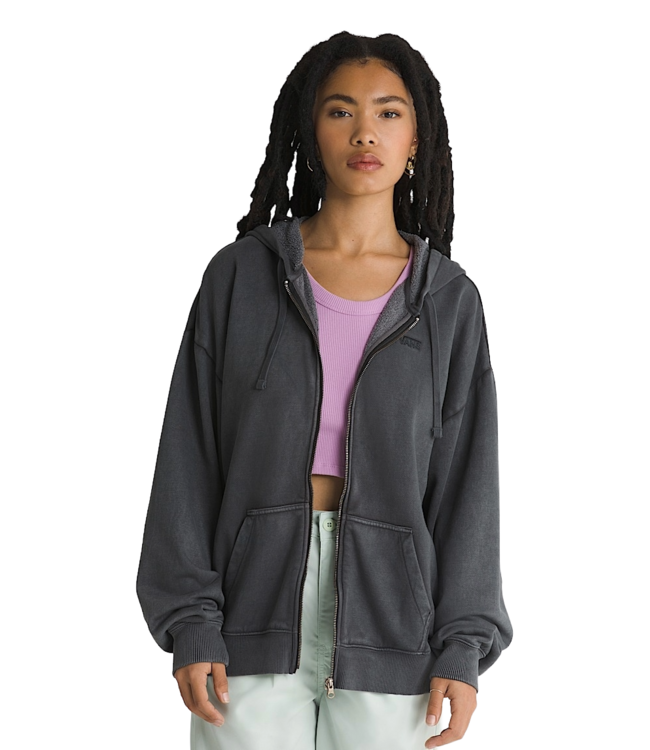 VANS WOMENS EVERYDAY OVERSIZED ZIP HOODIE BLACK