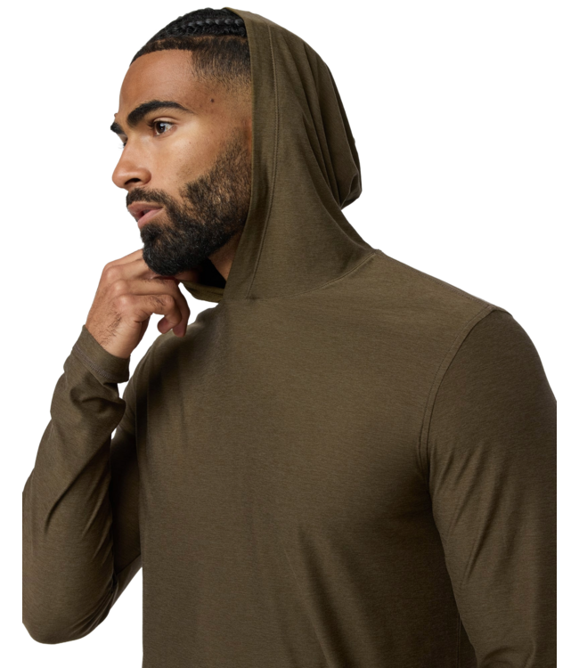 VUORI MENS STRATO TECH HOODIE MOSS GREEN HEATHER