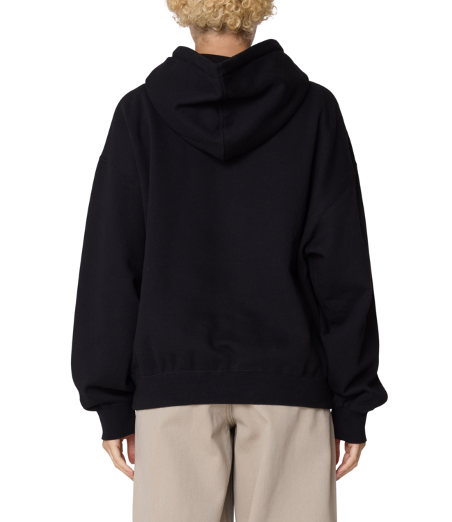 OBEY WOMENS CHAINSTITCH BAGGY RELAXED HOODIE DIGITAL BLACK
