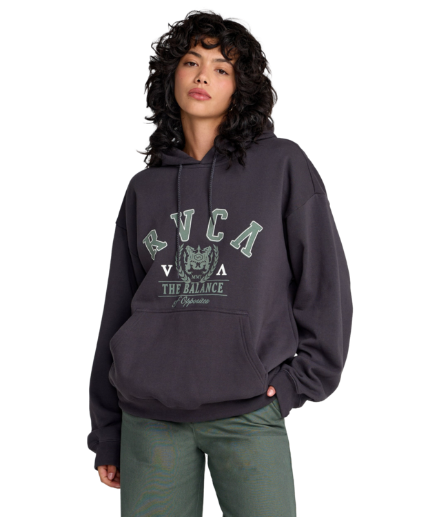 RVCA WOMENS BAGGIE BF HOODIE WASHED BLACK