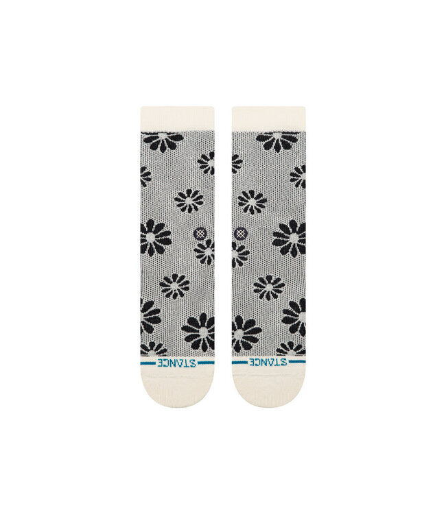 STANCE WOMENS FLORAL STITCH CREW SOCKS IVORY