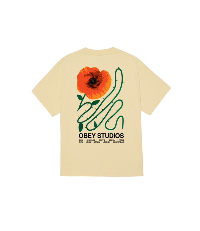 OBEY MENS MOVES OF LIFE SHORT SLEEVE TEE PALE YELLOW