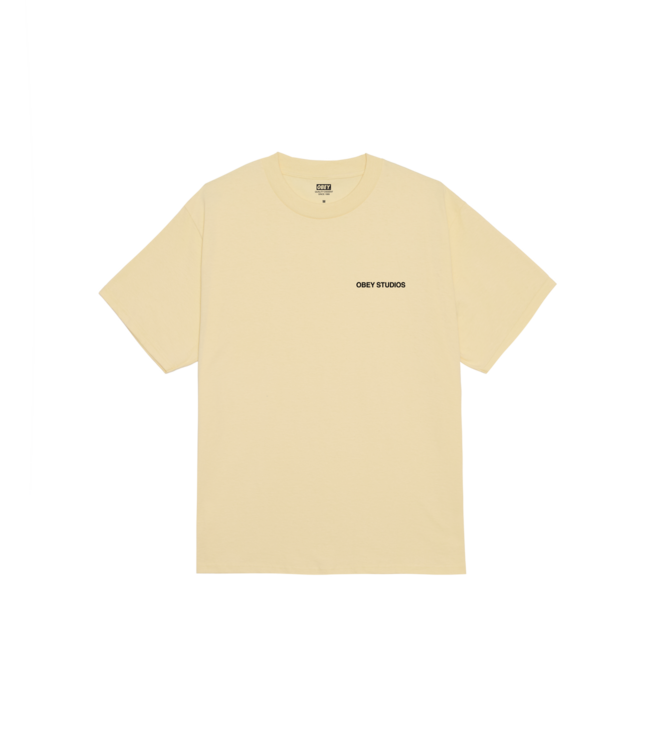 OBEY MENS MOVES OF LIFE SHORT SLEEVE TEE PALE YELLOW