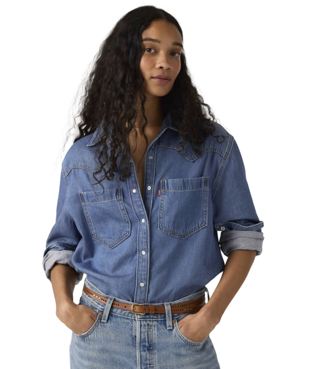 LEVIS WOMENS TEODORA WESTERN LONG SLEEVE SHIRT (006) GOING STEADY