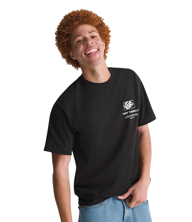 VANS MENS STACKED HI SHORT SLEEVE TEE BLACK/WHITE