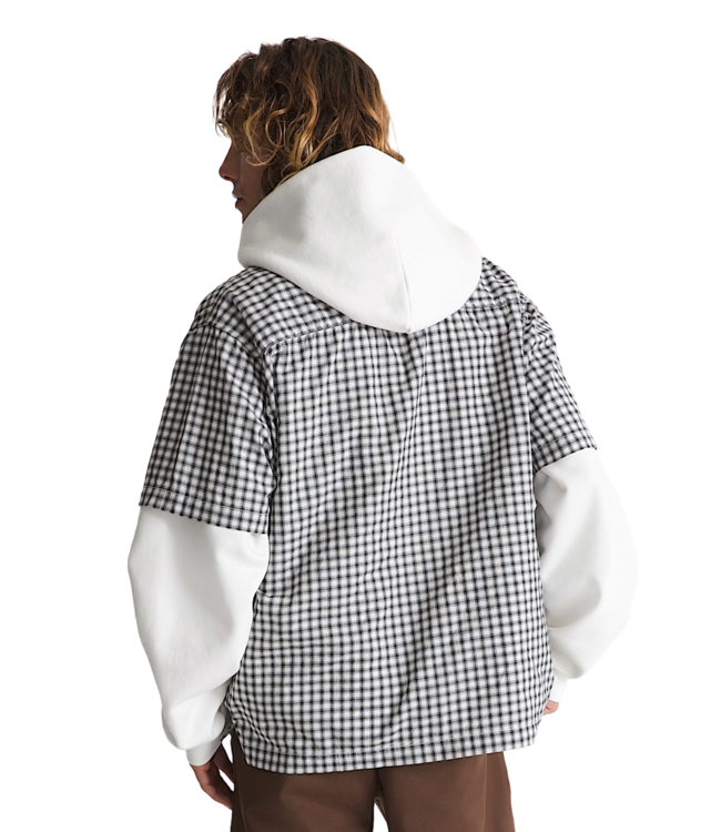 VANS MENS LARKSPUR MINI PLAID SHORT SLEEVE SHIRT WHITE/BLACK