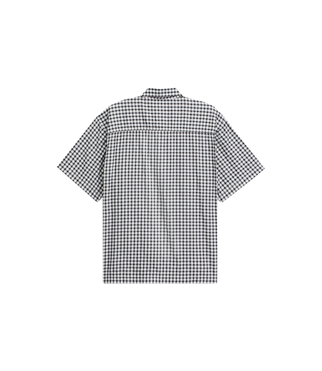 VANS MENS LARKSPUR MINI PLAID SHORT SLEEVE SHIRT WHITE/BLACK