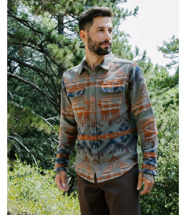 RVCA MENS DAYSHIFT BLANKET LONG SLEEVE FLANNEL MULTI