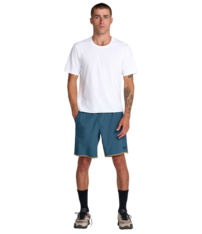 RVCA MENS YOGGER STRETCH 17 SHORT DUCK BLUE