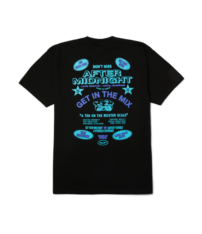 HUF MENS AFTER MIDNIGHT SHORT SLEEVE TEE BLACK