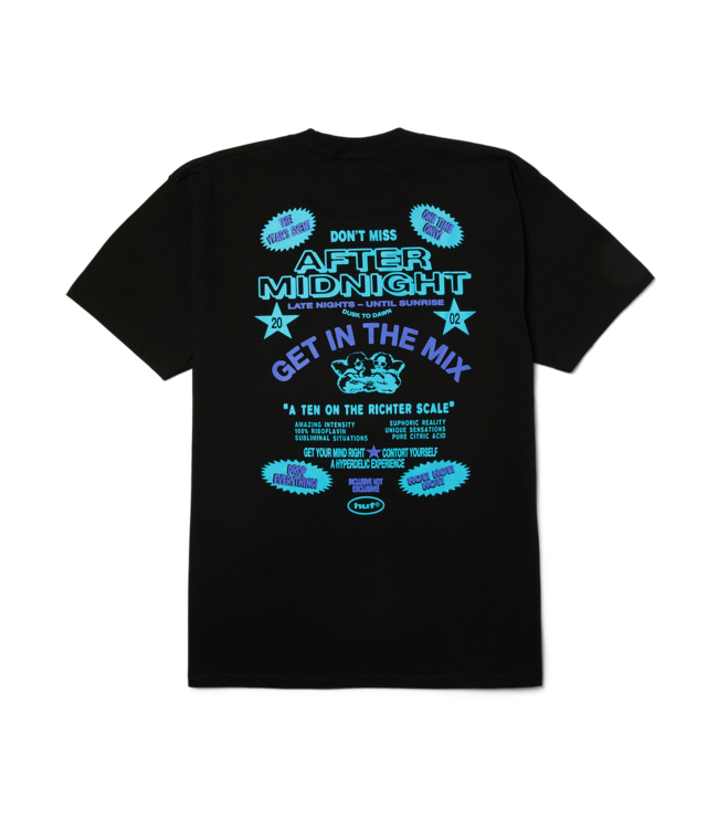 HUF MENS AFTER MIDNIGHT SHORT SLEEVE TEE BLACK