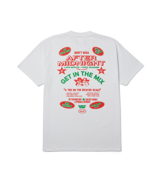 HUF MENS AFTER MIDNIGHT SHORT SLEEVE TEE WHITE