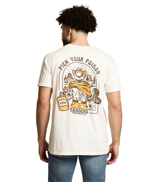 SENDERO MENS PICK YOUR POISON SHORT SLEEVE TEE VINTAGE WHITE